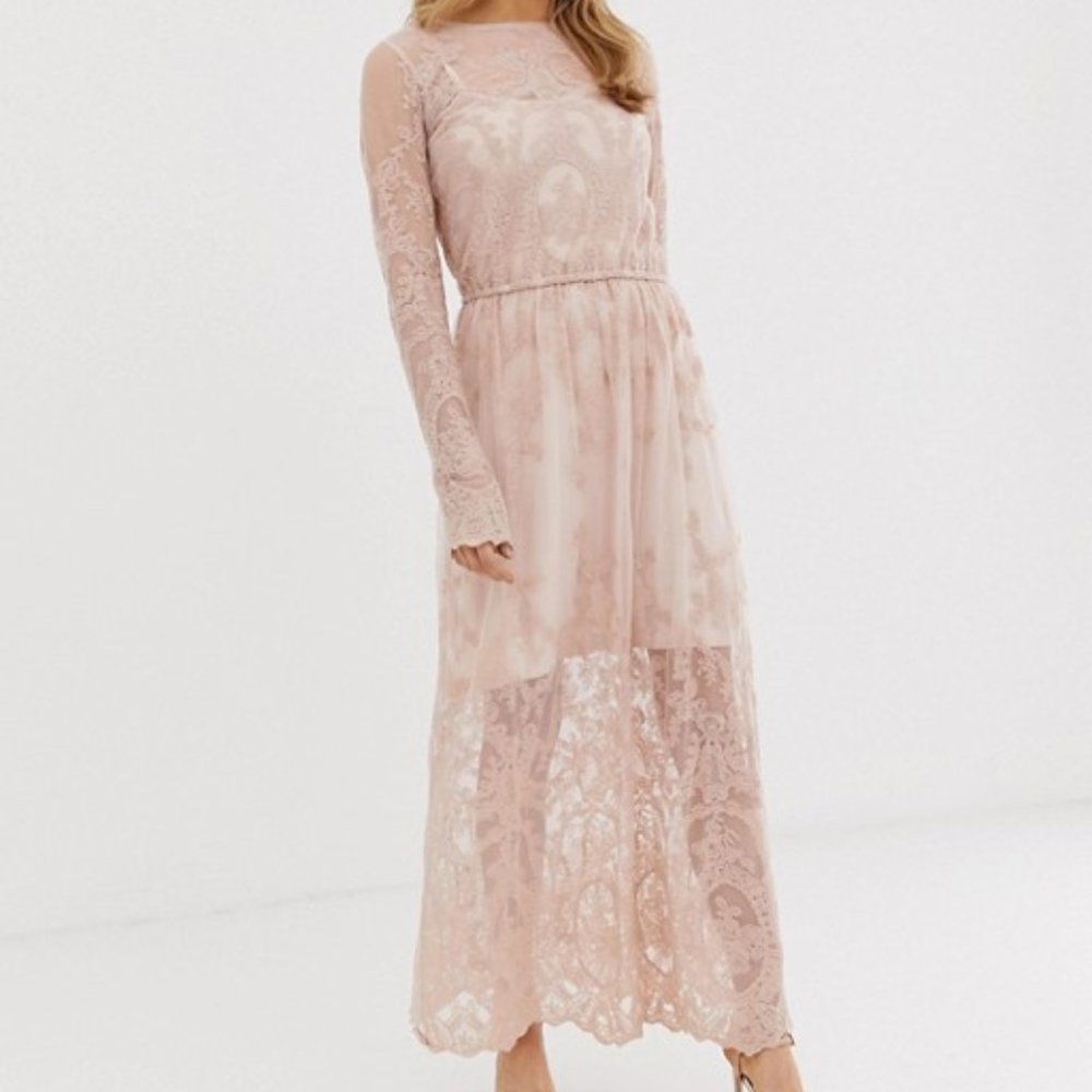 Sheer Lace Pink Amy Lynn Dress Overlay Small
